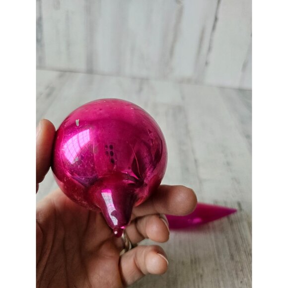 Antique silver pink mercury glass ornament teardrop set Xmas tree - Picture 6 of 16